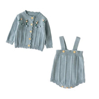 Load image into Gallery viewer, Baby Kid Unisex Solid Color Flower Crochet Cardigan Rompers Wholesale 220817451
