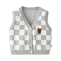 Load image into Gallery viewer, Baby Kid Unisex Checked Cartoon Crochet Vests Waistcoats Cardigan Wholesale 220817452
