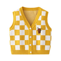 Load image into Gallery viewer, Baby Kid Unisex Checked Cartoon Crochet Vests Waistcoats Cardigan Wholesale 220817452
