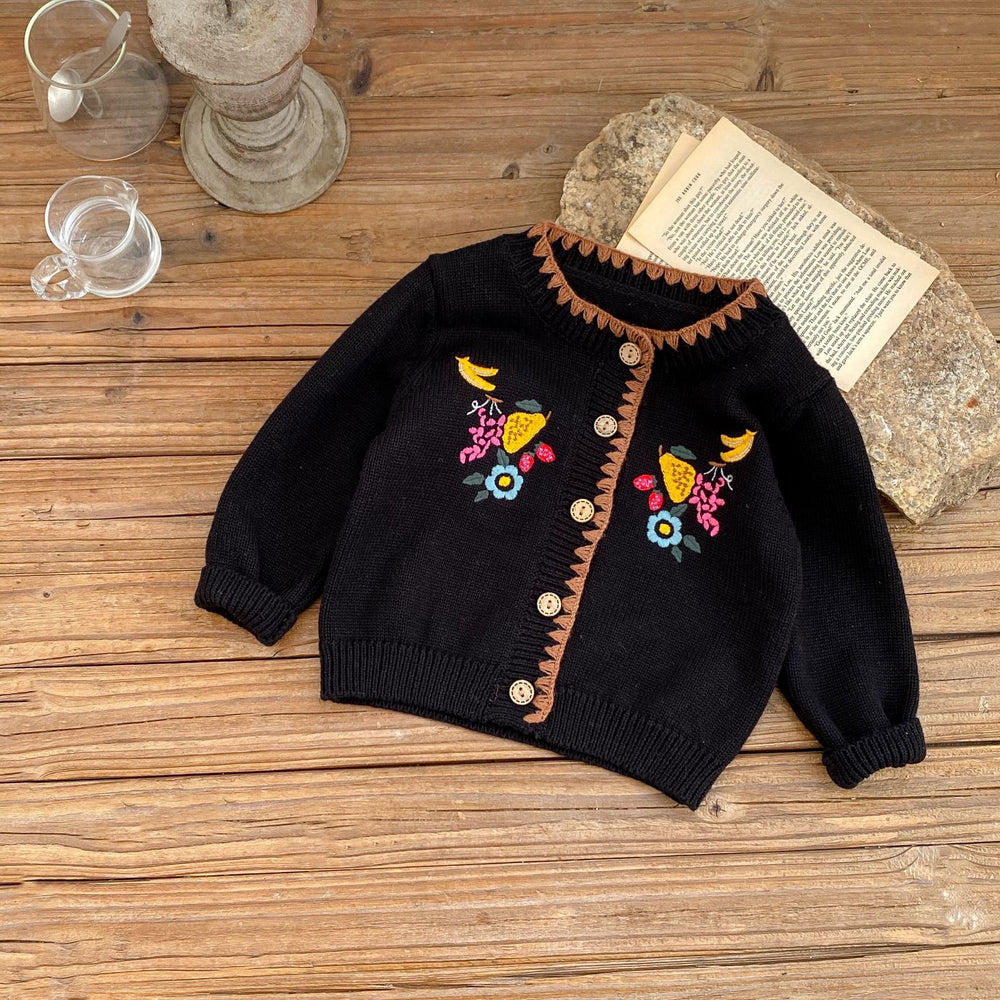 Baby Kid Unisex Flower Fruit Crochet Embroidered Cardigan Wholesale 220817460