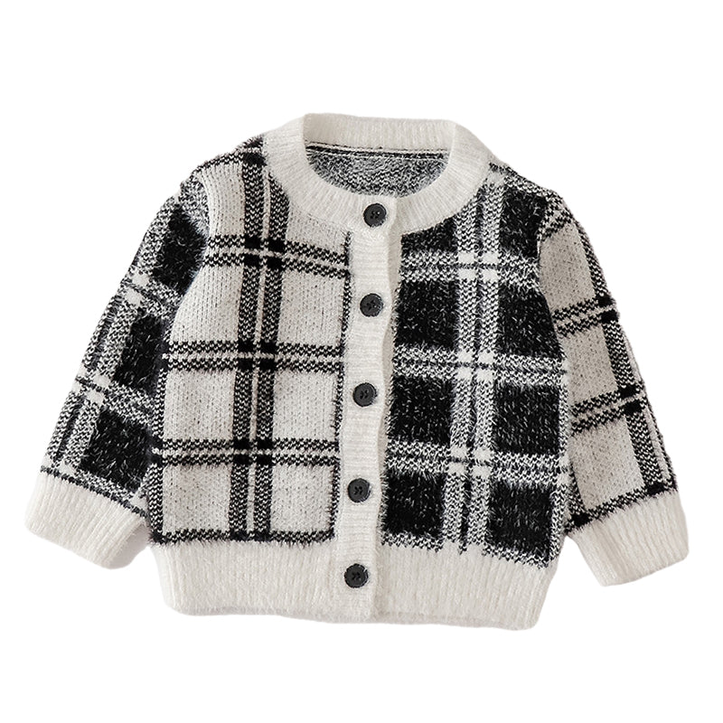 Baby Kid Unisex Checked Crochet Cardigan Wholesale 220817467