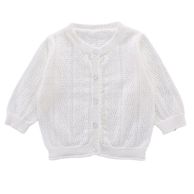 Baby Girls Solid Color Crochet Cardigan Wholesale 22081747
