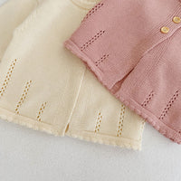 Load image into Gallery viewer, Baby Kid Girls Solid Color Crochet Cardigan Wholesale 220817479
