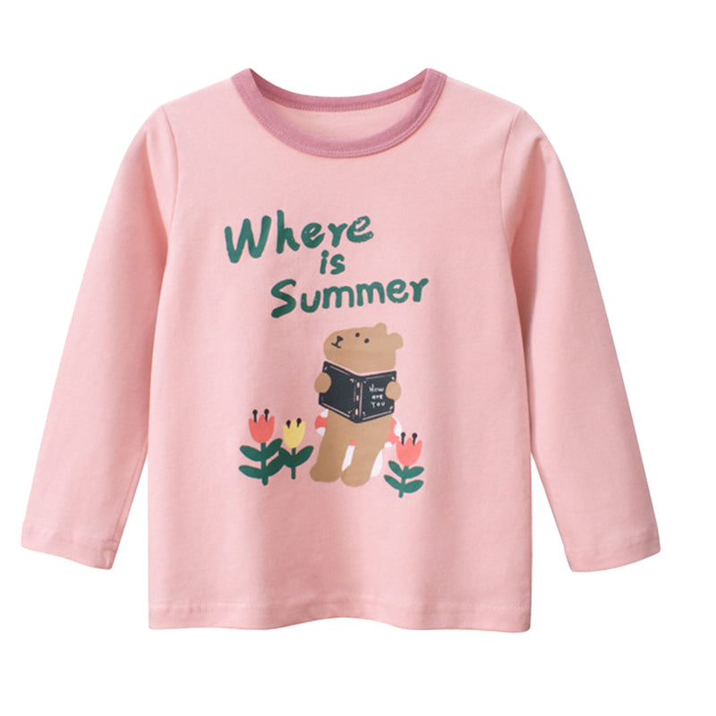 Baby Kid Girls Letters Cartoon Print Tops Wholesale 220817490