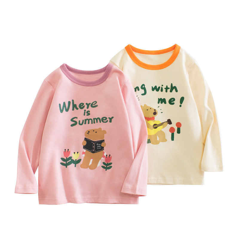 Baby Kid Girls Letters Cartoon Print Tops Wholesale 220817490