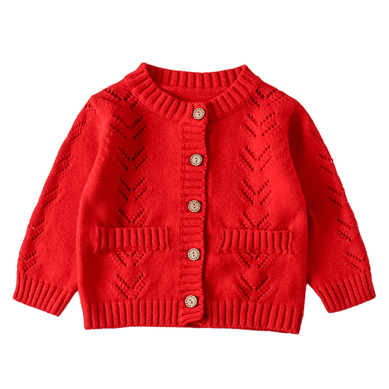 Baby Kid Unisex Solid Color Crochet Cardigan Wholesale 220817495