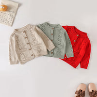 Load image into Gallery viewer, Baby Kid Unisex Solid Color Crochet Cardigan Wholesale 220817495
