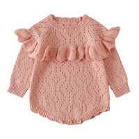 Load image into Gallery viewer, Baby Kid Girls Solid Color Crochet Rompers Wholesale 220817496

