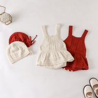 Load image into Gallery viewer, Baby Kid Girls Solid Color Crochet Rompers Wholesale 220817497
