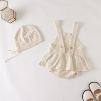Load image into Gallery viewer, Baby Kid Girls Solid Color Crochet Rompers Wholesale 220817497
