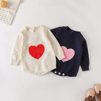 Load image into Gallery viewer, Baby Kid Girls Love heart Crochet Rompers Wholesale 220817498

