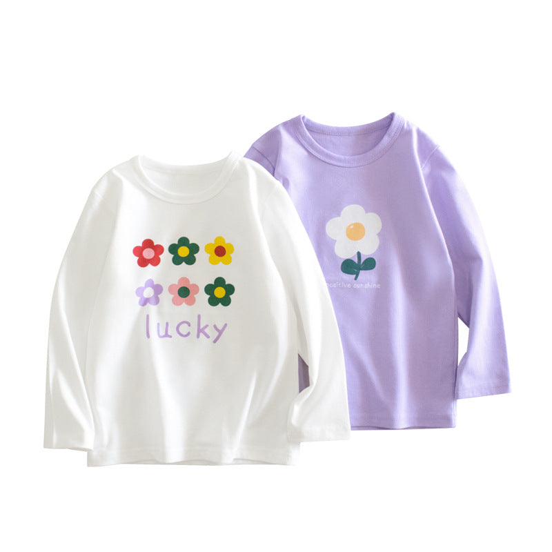 Baby Kid Girls Letters Flower Print Tops Wholesale 220817505