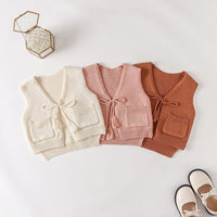 Load image into Gallery viewer, Baby Girls Solid Color Crochet Vests Waistcoats Wholesale 220817515
