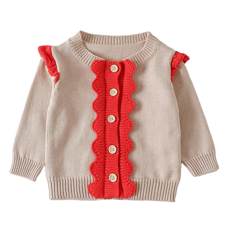 Baby Girls Color-blocking Crochet Cardigan Wholesale 220817516