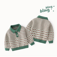 Load image into Gallery viewer, Baby Kid Boys Checked Crochet Sweaters Wholesale 220817557
