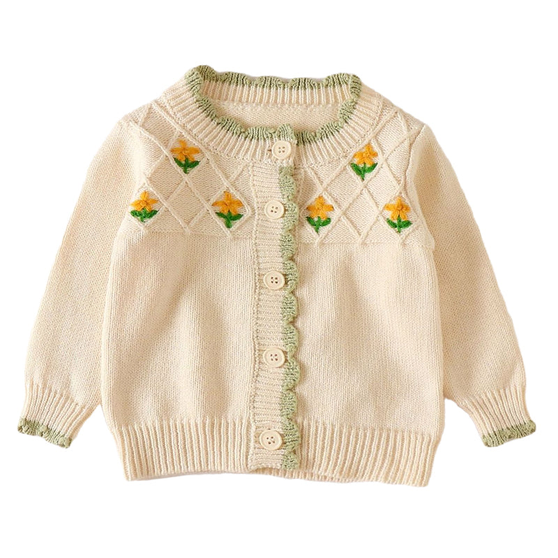 Baby Girls Flower Crochet Embroidered Cardigan Wholesale 220817563