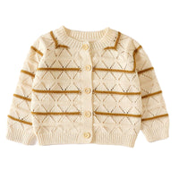 Load image into Gallery viewer, Baby Girls Striped Crochet Cardigan Wholesale 220817565
