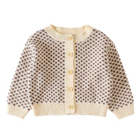 Load image into Gallery viewer, Baby Girls Houndstooth Crochet Cardigan Wholesale 220817566
