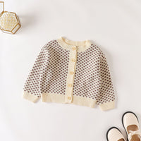 Load image into Gallery viewer, Baby Girls Houndstooth Crochet Cardigan Wholesale 220817566
