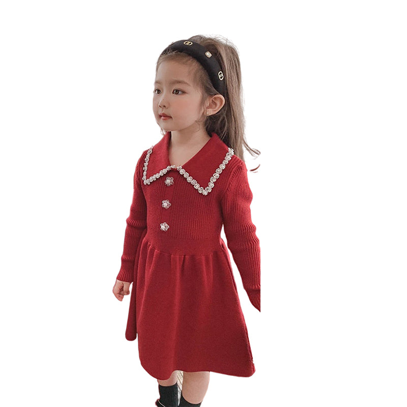 Baby Kid Girls Solid Color Crochet Dresses Wholesale 220817567