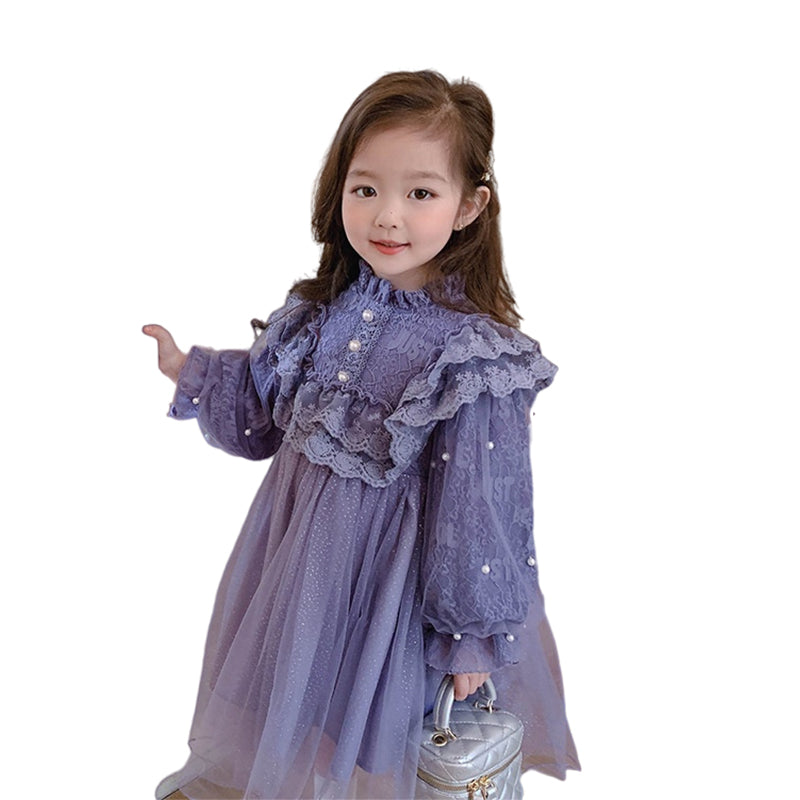 Baby Kid Girls Solid Color Lace Dresses Wholesale 220817569