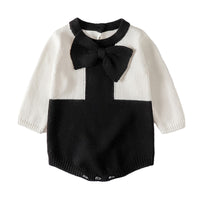 Load image into Gallery viewer, Baby Girls Color-blocking Bow Rompers Wholesale 220817570
