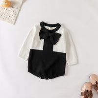 Load image into Gallery viewer, Baby Girls Color-blocking Bow Rompers Wholesale 220817570
