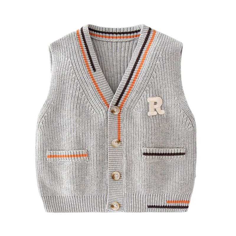 Baby Kid Boys Crochet Alphabet Vests Waistcoats Wholesale 220817586