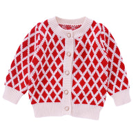 Load image into Gallery viewer, Baby Girls Checked Crochet Cardigan And Rompers Wholesale 22081771
