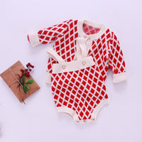 Load image into Gallery viewer, Baby Girls Checked Crochet Cardigan And Rompers Wholesale 22081771
