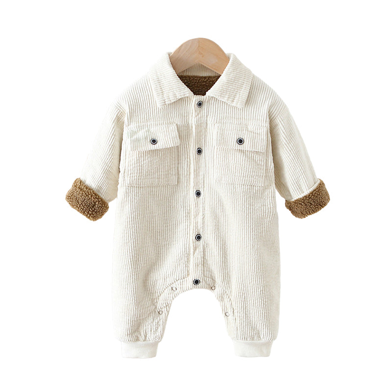 Baby Boys Solid Color Muslin&Ribbed Jumpsuits Wholesale 22081774