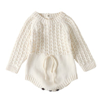 Load image into Gallery viewer, Baby Girls Solid Color Crochet Rompers Wholesale 22081786
