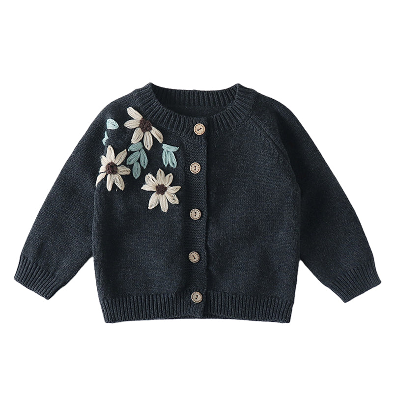 Baby Girls Flower Crochet Embroidered Cardigan Wholesale 22081787