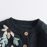 Load image into Gallery viewer, Baby Girls Flower Crochet Embroidered Cardigan Wholesale 22081787
