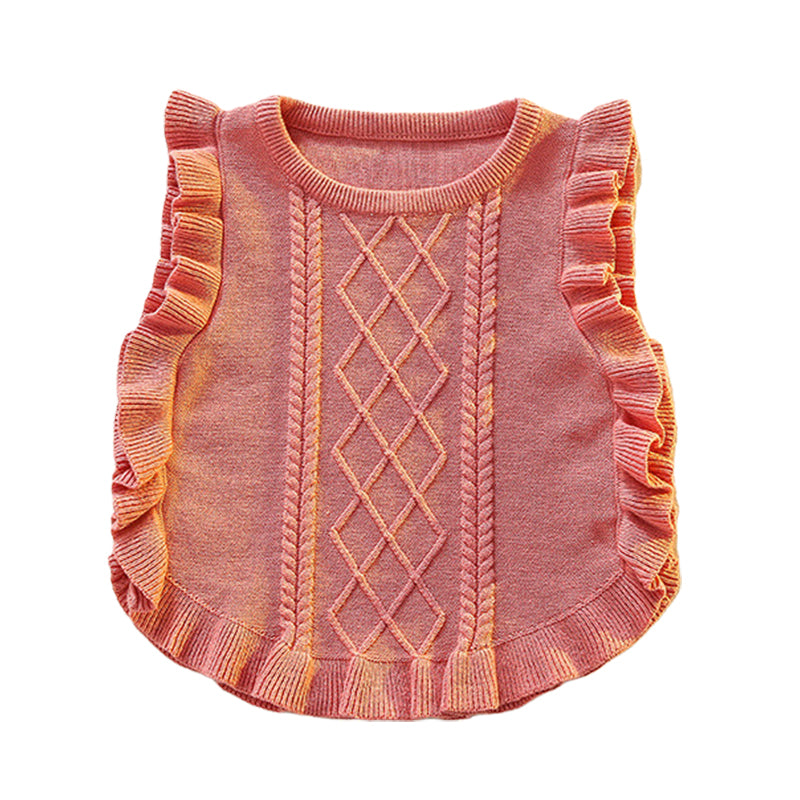 Baby Kid Girls Solid Color Crochet Vests Waistcoats Knitwear Wholesale 22081905