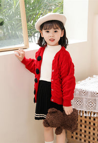 Load image into Gallery viewer, Baby Kid Girls Solid Color Flower Cardigan Knitwear Wholesale 220819178
