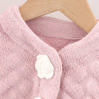 Load image into Gallery viewer, Baby Kid Girls Solid Color Flower Cardigan Knitwear Wholesale 220819178
