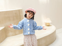 Load image into Gallery viewer, Baby Kid Girls Solid Color Flower Cardigan Knitwear Wholesale 220819178
