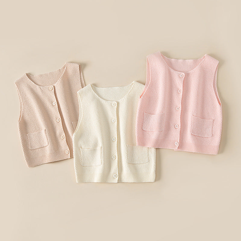 Baby Girls Solid Color Vests Waistcoats Wholesale 220819192