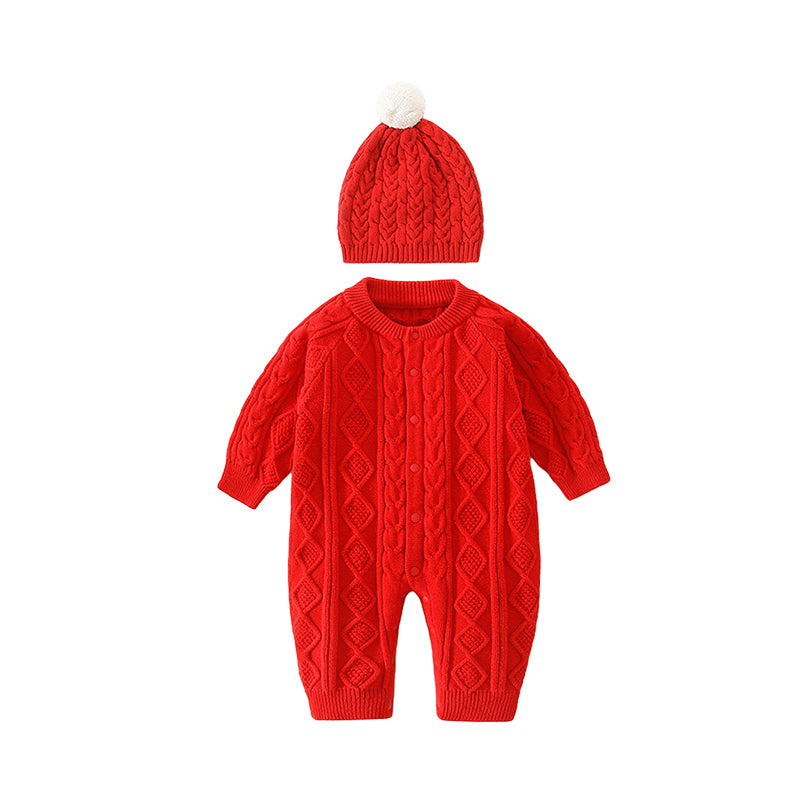 Baby Unisex Solid Color Crochet Knitwear Jumpsuits Wholesale 220819219