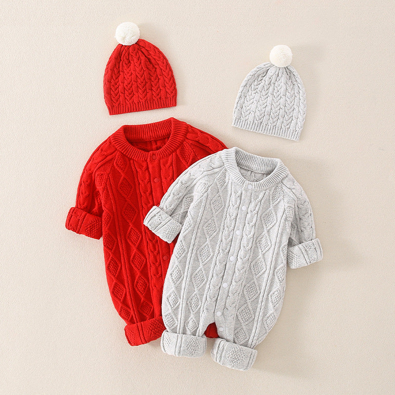 Baby Unisex Solid Color Crochet Knitwear Jumpsuits Wholesale 220819219