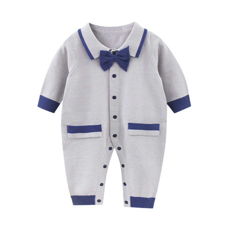 Baby Boys Bow Crochet Knitwear Jumpsuits Wholesale 220819232