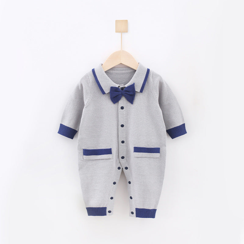 Baby Boys Bow Crochet Knitwear Jumpsuits Wholesale 220819232