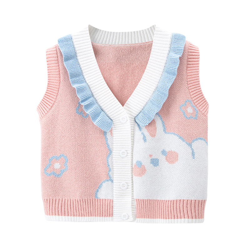 Baby Kid Girls Cartoon Crochet Vests Waistcoats Knitwear Wholesale 220819244