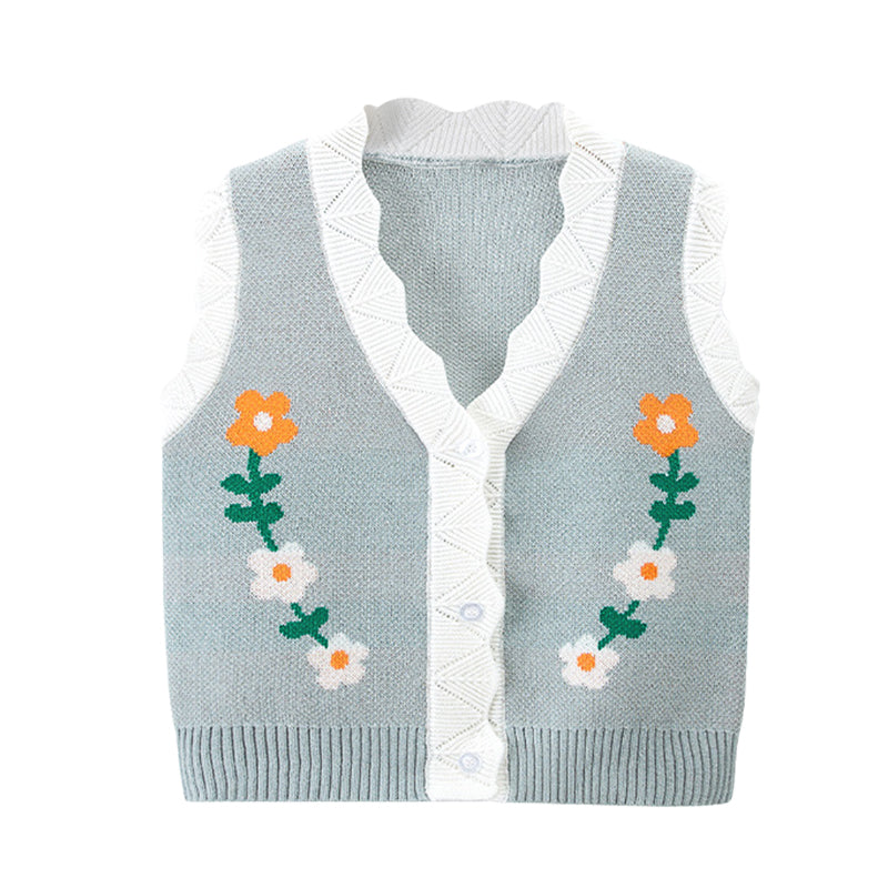 Baby Kid Girls Flower Crochet Vests Waistcoats Wholesale 220819282