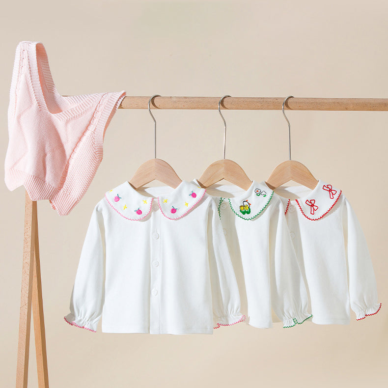 Baby Kid Girls Fruit Animals Embroidered Tops Wholesale 220819321