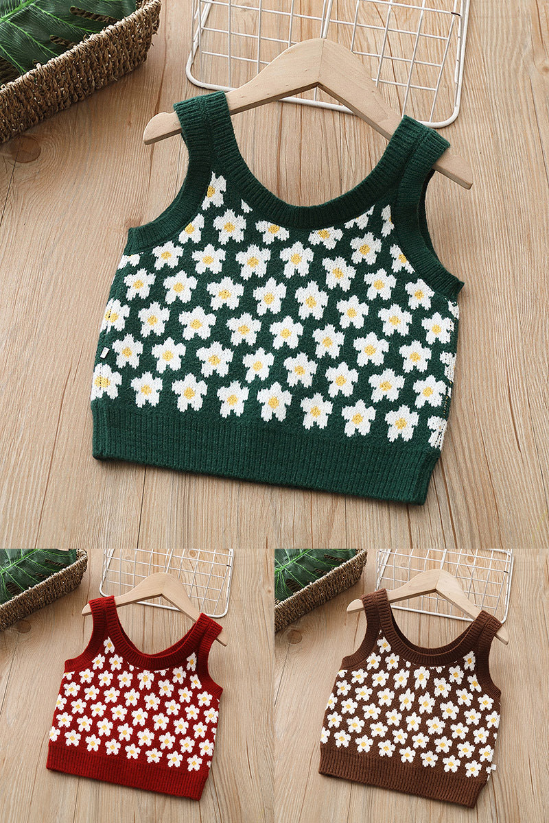 Baby Kid Girls Flower Crochet Vests Waistcoats Wholesale 220819350