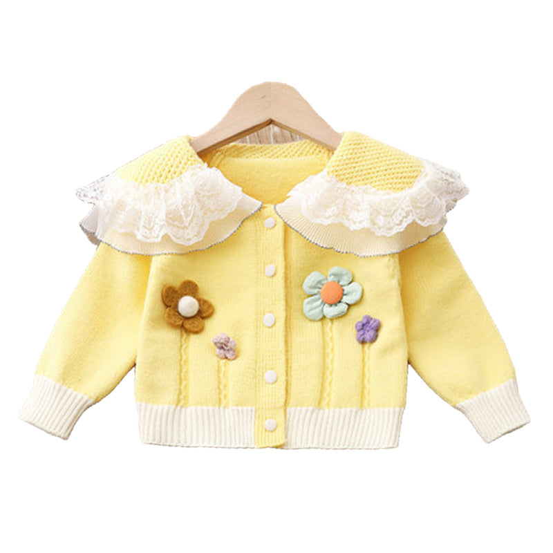 Baby Kid Girls Flower Lace Crochet Cardigan Wholesale 220819360