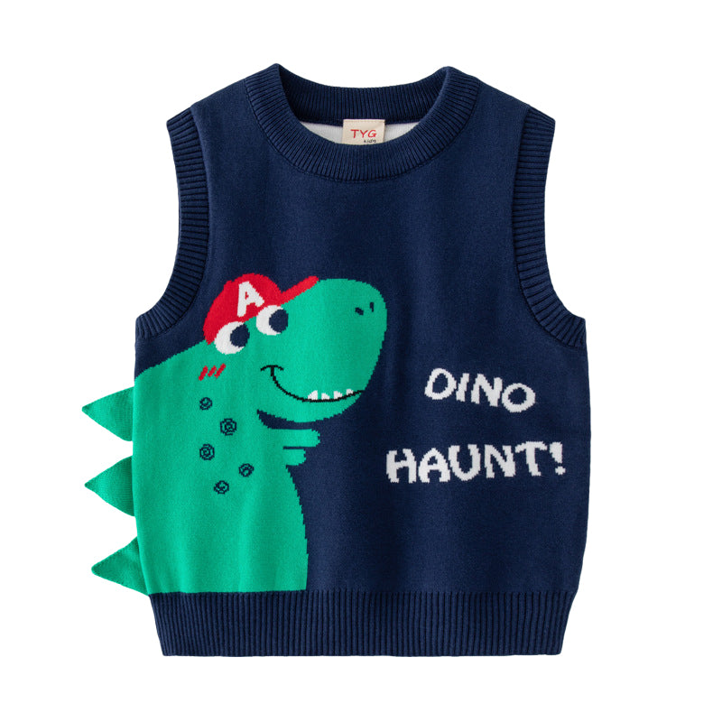 Baby Kid Boys Letters Dinosaur Vests Waistcoats Wholesale 220819364