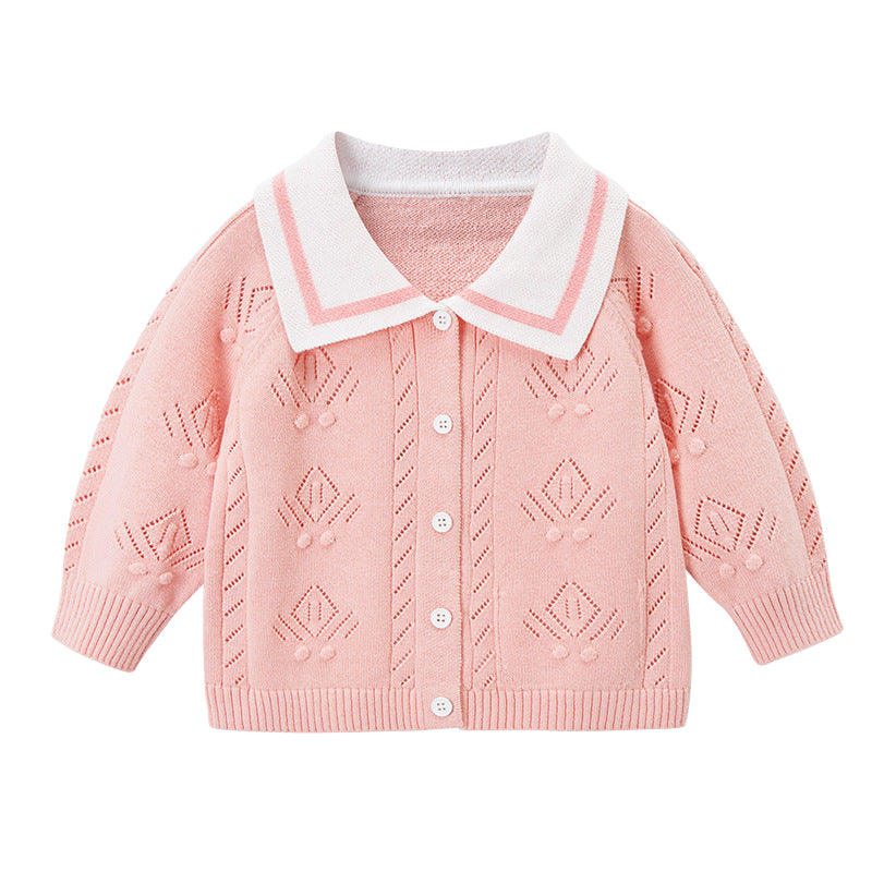 Baby Kid Girls Striped Crochet Cardigan Wholesale 220819366